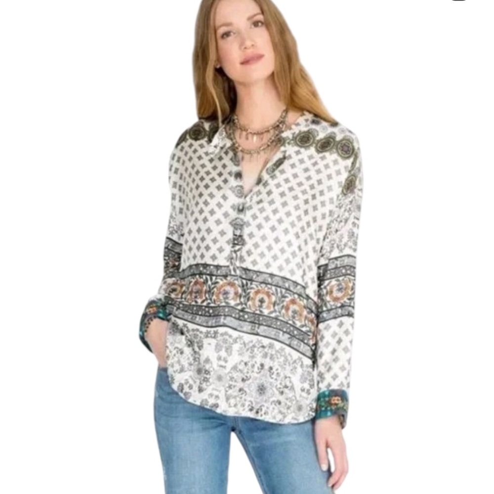 Johnny Was 100% Silk Tunic Cory Boxy Top